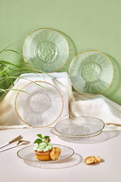 Hermia Ekol Set de 6 Platos de Postre de Vidrio Transparente 21 cm